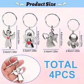 Guardian Angel Keychain – Protective Angel Charm, Perfect for Loved Ones, Set of 4 Unique Designs, Ideal for All Occasions
