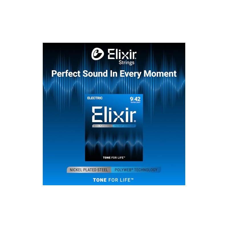 Cuerdas para guitarra eléctrica Elixir® Strings con recubrimiento POLYWEB®, calibre