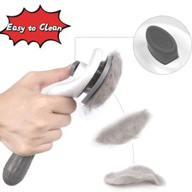 Cat Grooming Brush, Dog Cat Bunny Pet Grooming Shedding Brush - Easy to Remove Loose Undercoat, Pet Massaging Tool Suitable for Pets with Long or Short Hair (Gray)