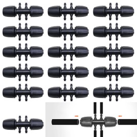 Irrigation Pipe Connectors, CTRICALVER 1/2 inch Drip Irrigation Tubing, 6-way Drip Irrigation Connectors, for Garden, Lawn, Patio, Plastic Drip Fittings, 16mm Drip Sprinkler Systems Accessories 16Pcs