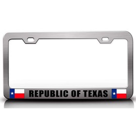 Custom Brother - Republic of Texas Texas Flag Metal Car SUV Truck License Plate Frame Ch r98