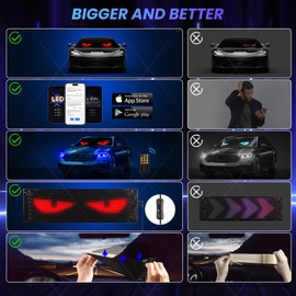 2PCS Devil Eyes Light for Cars，Led Eyes for Car Windshield，Programmable Led Sign，Controlled by a Remote Control and a Bluetooth APP，Suitable for Small Cars. (13.7in*4in)