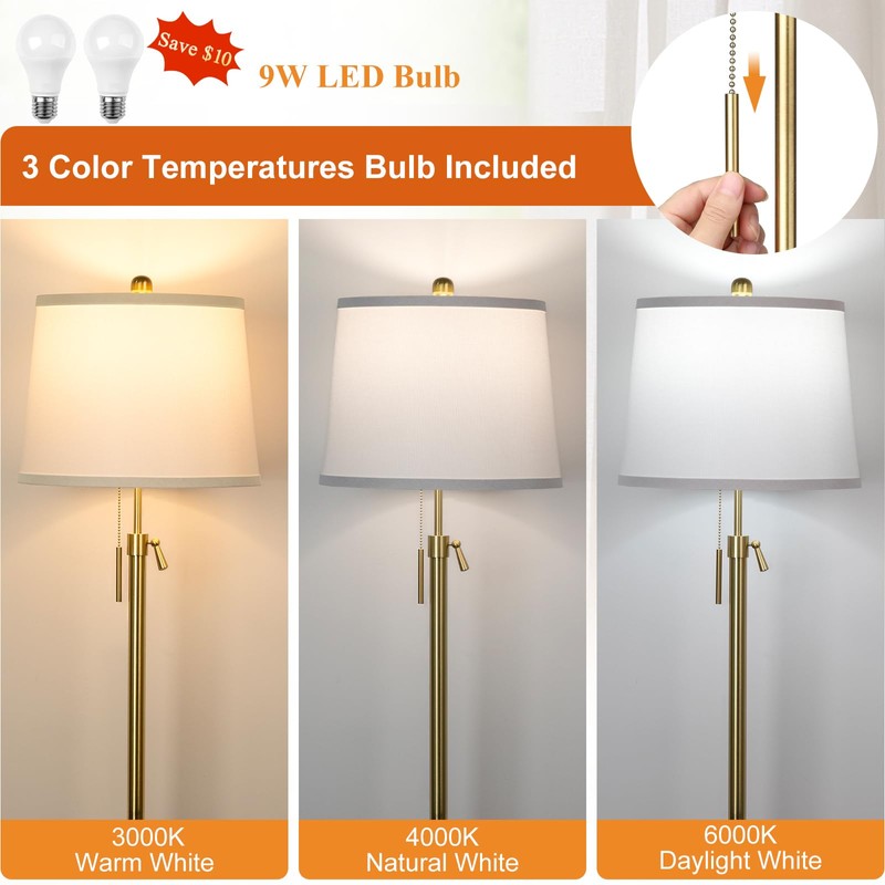 Table Lamps Set of 2,Adjustable Height Bedside Lamp,Gold Tall Lamp