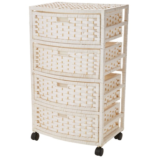 Oriental Furniture 29" Natural Fiber Chest of Drawers - White