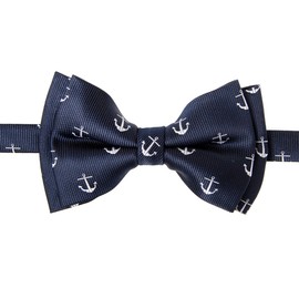 Retreez clásico Anchor Pattern Woven PRE-TIED Boy 's de microfibra lazo, Azul marino