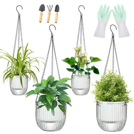 JxyHauteresce Self-Watering Hanging Planter for Indoor Plants - Easy Care, Long Lasting - Perfect for Herbs, Succulents, and More (White Transparent)