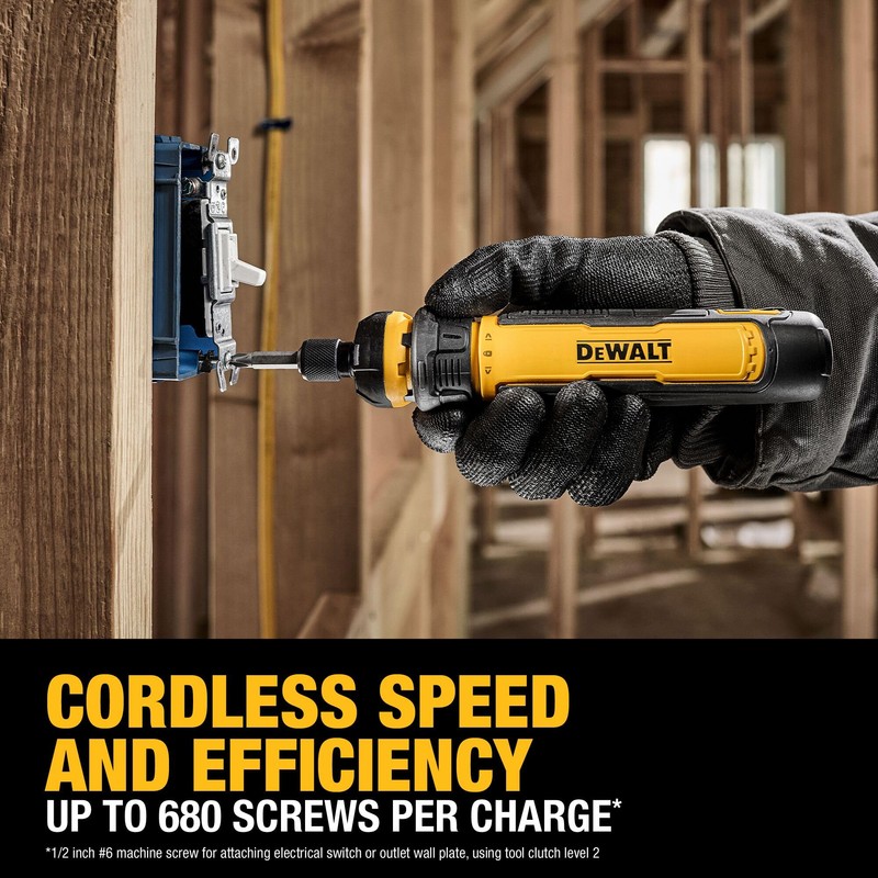 DEWALT Cordless Screwdriver, 4V USB Rechargeable Electric Screwdriver with 12