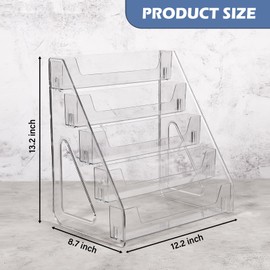 CELSOL Upgraded 5 Tier Acrylic Card Display Stand, Clear Display for Greeting Cards, Sports Cards, Postcards, Stickers & Brochures, Easy Snap-On, Increased Height & Thickness for Better Presentation