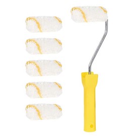 sourcing map 6xPaint Roller Brush 3 Inch 76mm for Household Wall Painting Treatment with 1 Plastic Handle