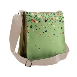 Lunarable Floral Messenger Bag, Colorful Spring Season Retro, Unisex Cross-body