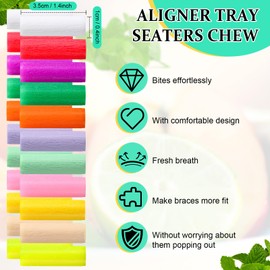 Konohan 110 piezas de charola alineadora masticable para alineador, chinchetas de silicona, alineador, asiento, dientes ortodónticos, masticables dentales, accesorios invisibles, 11 colores y sabores