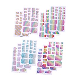 FRCOLOR 11pcs Glitter Toenail Stickers Rainbow Gradient Nail Art Decals for Women Vibrant Full Wraps for Beach Pool and Bath Use