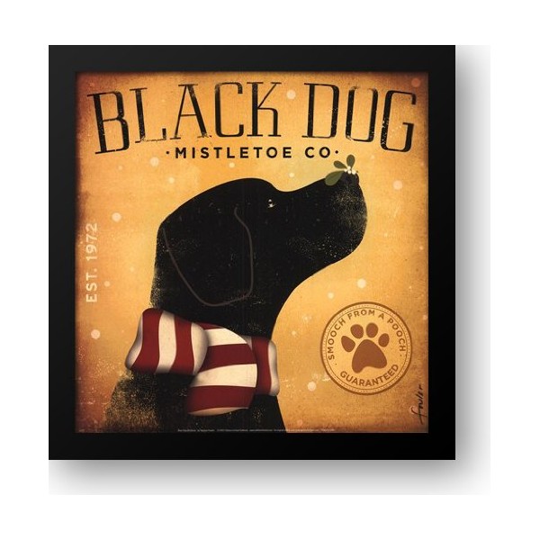 Black Dog Mistletoe 16x16 Framed Art Print by Fowler, Stephen