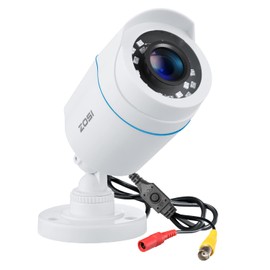 ZOSI Security Camera, Outdoor, 1080P, 2 Megapixels, Analog/AHD/CVI/TVI Camera, Infrared, 3.6 MM Wide Lens, Supports 960H/720P/1080P/5MP/4K Recorders, White