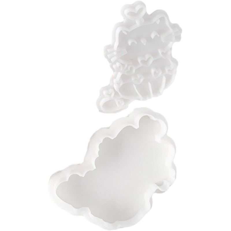 1Pc White Plastic Biscuit Mold Cat Shaped Cookie Embossing Moulds