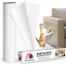 Mimi&Bubu [0.2 mm Extra-Thick BPA-Free] Anti Scratch Furniture Protector, Single-Sided Sticky Couch Protector for Cats and Dogs, Couch Corner Guard from Claws, Cat Scratch Deterrent Tape (160" x 13")