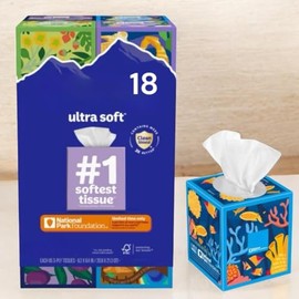 Ultra Soft 3-Ply Facial Tissues, 85 Tissues per Box, 18 Count – Gentle, Strong & Absorbent