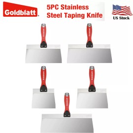 Goldblatt Drywall Tools, Drywall Knife Set 5-Piece Stainless Steel Taping Knives