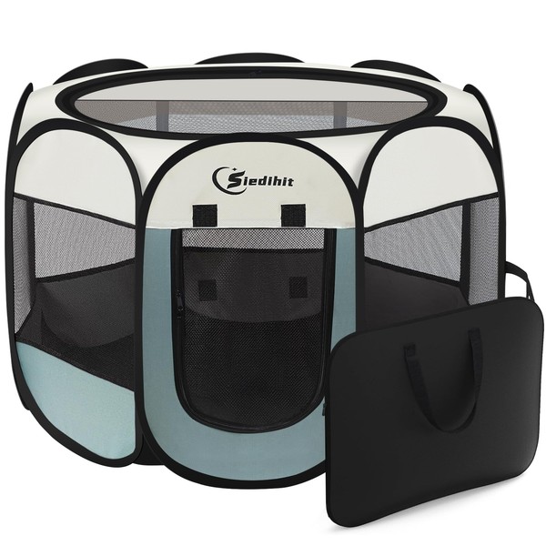 Siedihit Dog Cat Playpen, Puppy Pet Playpen Indoor for Small