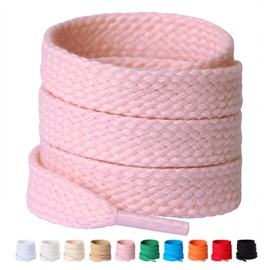 Olukssck 2 Pairs 12 mm Wide Flat Shoelaces Made of 100% Cotton, Premium Thick Shoe Laces for Sports Shoes, Trainers, Trainers and Casual Shoes, Pink, 120 cm
