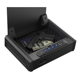 RPNB Gun Safe, Quick Access Gun Safe for Handgun, Pistol Safe with Biometric Fingerprint and Quick Electronic Keypad, Handgun Safe for 2 Pistols and More