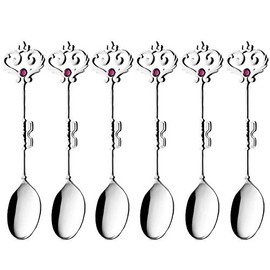 Takakuwa Metal 519668 Herky Silver Teaspoon, Purple, Set of 6