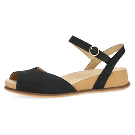 Dansko Cass Peep-Toe Wedge Sandal for Women –Low Profile Wedge with Arch Support, Adjustable Fit for Walking Comfort Black 8.5-9 M US