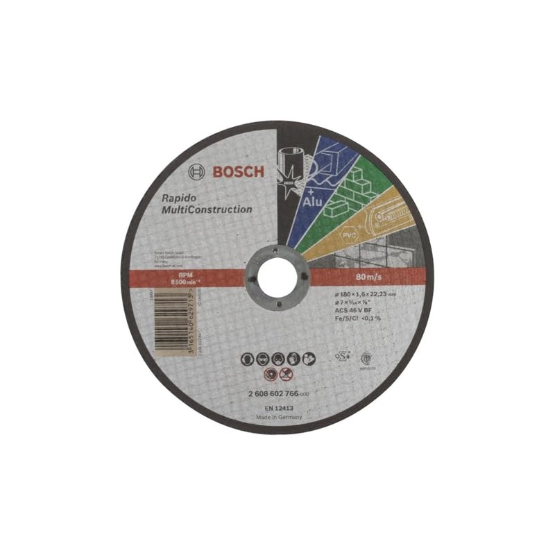 Bosch Accessories 2608602766 Cutting Disc 180 mm 22.23 mm Pack