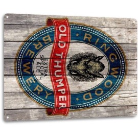 Old Thumper Ringwood Brewery Beer Retro Bar Man Cave Wall Decor Metal Tin Sign