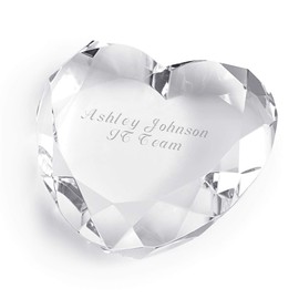 Clear Crystal Heart Shaped Paperweight (Free Customization) - Things Remembered
