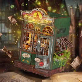 GalaSpark 3D Dollhouse Miniature Construction Kit Magic Shop - DIY Wooden Puzzle with LED Light & Furniture, Dollhouse Accessories, Creative Gift for Adults & Teenagers