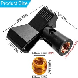MEZOKUCEL 2 Pack Universal Adjustable Wireless Microphone Clip Holder, Anti Drop ABS Wearable with 5/8in Male to 3/8in Female Screw for Handheld Microphone