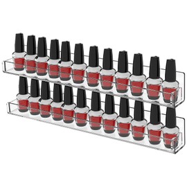 Nail Polish Rack Wall Mount Shelf,2 Pack Acrylic Nail Polish Organizer Display 24 Bottles,15" Acrylic Floating Wall Ledge Shelf Kids Bookshelf,Clear By Cq acrylic