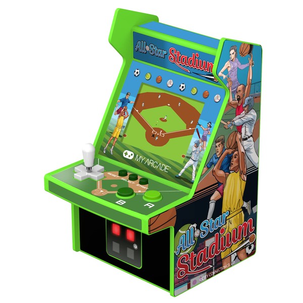 My Arcade All Star Stadium Micro Player- Fully Portable Mini Arcade Machine with 307 Retro Games, 2.75" Screen,White