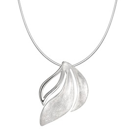 Vinani ABOG-S Pendant Wavy Brushed Shiny with Sterling Silver 925 Snake Chain Italy, Sterling Silver, No Gemstone