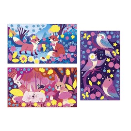 Janod J09166 Sticker Moss and River Sand 3 Picture Theme Animals of the Forest Les Ateliers Du Calm Creative Leisure Set for Children's Concentration and Creativity from 6 Years J09166