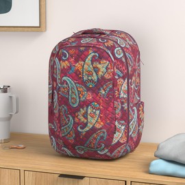 Vera Bradley Women's Cotton Large Travel Backpack Travel Bag, Paisley Jamboree - Recycled Cotton, One Size