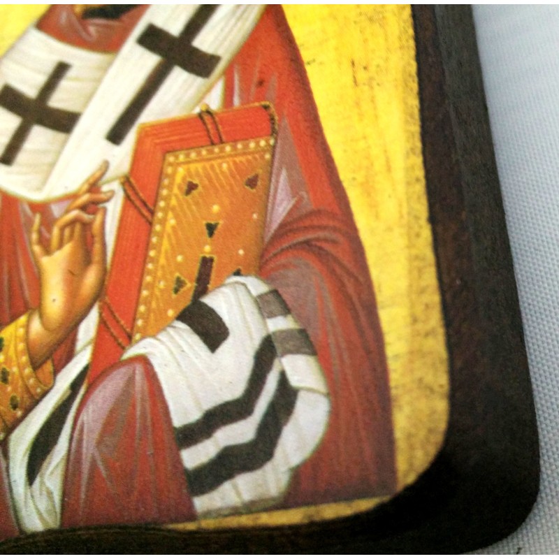Wooden Greek Christian Orthodox Wood Icon of Saint Nicholas /