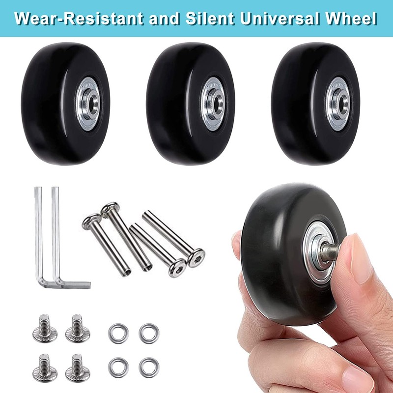 Suitcase Wheels Replacement, Pack of 4 Suitcase Replacement Wheels, Suitcase