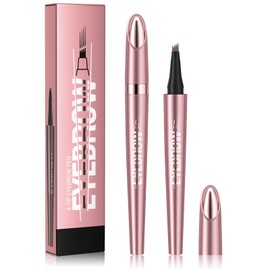 Magic Liquid Eyebrow Pencil - 4-Tip Microblade Brow Pen for Natural, Long-Lasting Hair-Like Brows, Waterproof Eyebrow Pen - (Dark Brown)