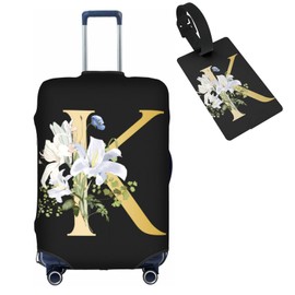 Tuizumy Decorative K Suitcase Protectors Elastic Washable Luggage Covers With Concealed Zippers For 18-32 Inch Luggage (Size L: Fits 25-28 Inch)