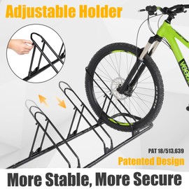 CyclingDeal Bicycle Floor Parking Rack Stand - for Mountain MTB Road Bike - Indoor Home Garage Storage - Adjustable 4 Bikes