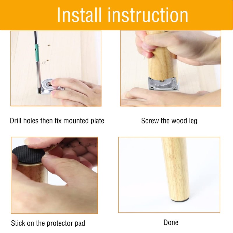 TAIANJI 4Psc Wooden Furniture Leg 12 cm Wooden Table Leg