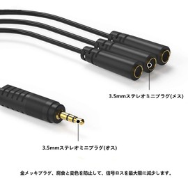 wuernine Mini Plug Splitter Cable Earphone Jack Audio Distribution Cable 3.5mm Stereo Earphone Splitter [1 piece]