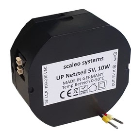 Flush-mounted power supply prim: 100-230Vac 50/60Hz sec: 5V DC, 10W, transformer, junction box, black