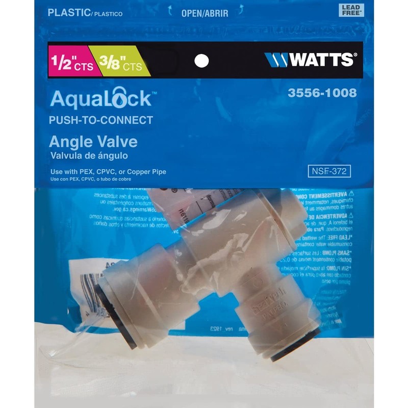 Watts® P-678 Quick Connect Angle Valve, 1/2" X 3/8"