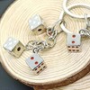 Retro Dice Keychain Accessories,Silver Metal Dice Keychain with Dots,Stylish and