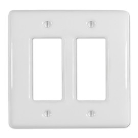 Amerelle 3000RRW Metro Wallplate, 2 Rocker Ceramic, White, 1-Pack