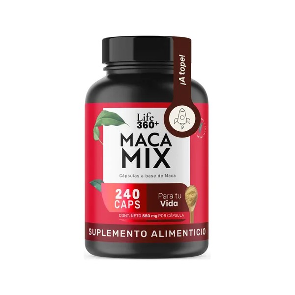 Maca Mix Life360+ 240 Cápsulas Mezcla de Maca Negra Maca