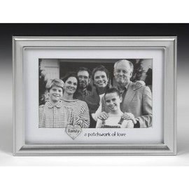 Family photo Frame In Brushed Aluminum With White Border - (70793)